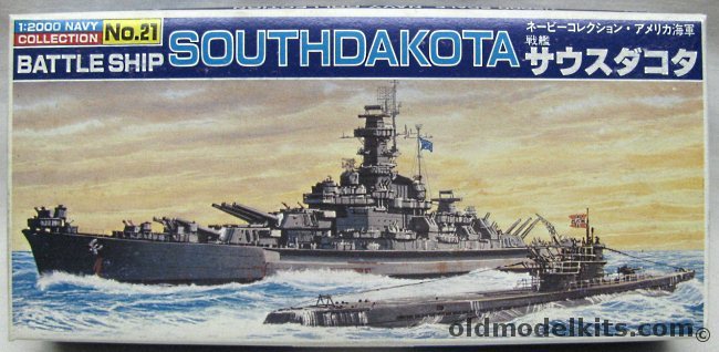 Bandai 1/2000 USS South Dakota Battleship And German U-Boat, 21 plastic model kit